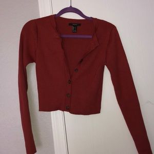 Cranberry cropped cardigan